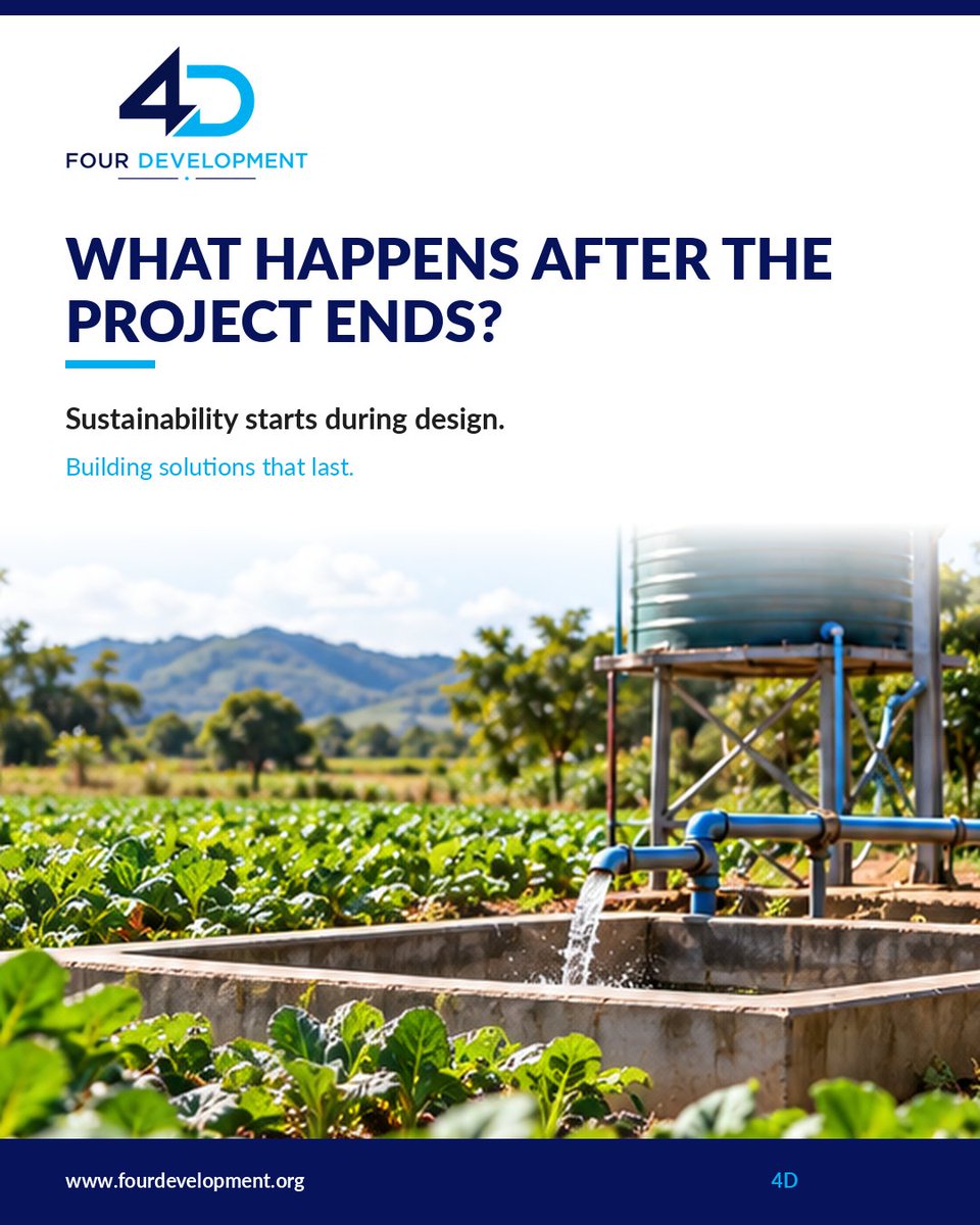 fourdevelopment's tweet photo. Sustainability should not begin when funding is about to end. If a solution is expected to keep creating value, ownership, capacity, maintenance and financing need to be considered from the start.

A project can end. A useful solution needs a pathway forward.

#FourDevelopment https://t.co/OXLpykTbbI