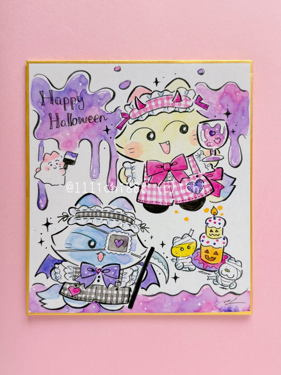 🎃水彩画原画イラスト🎃 明日10/3(土)よる8時から ハロウィンのミニ