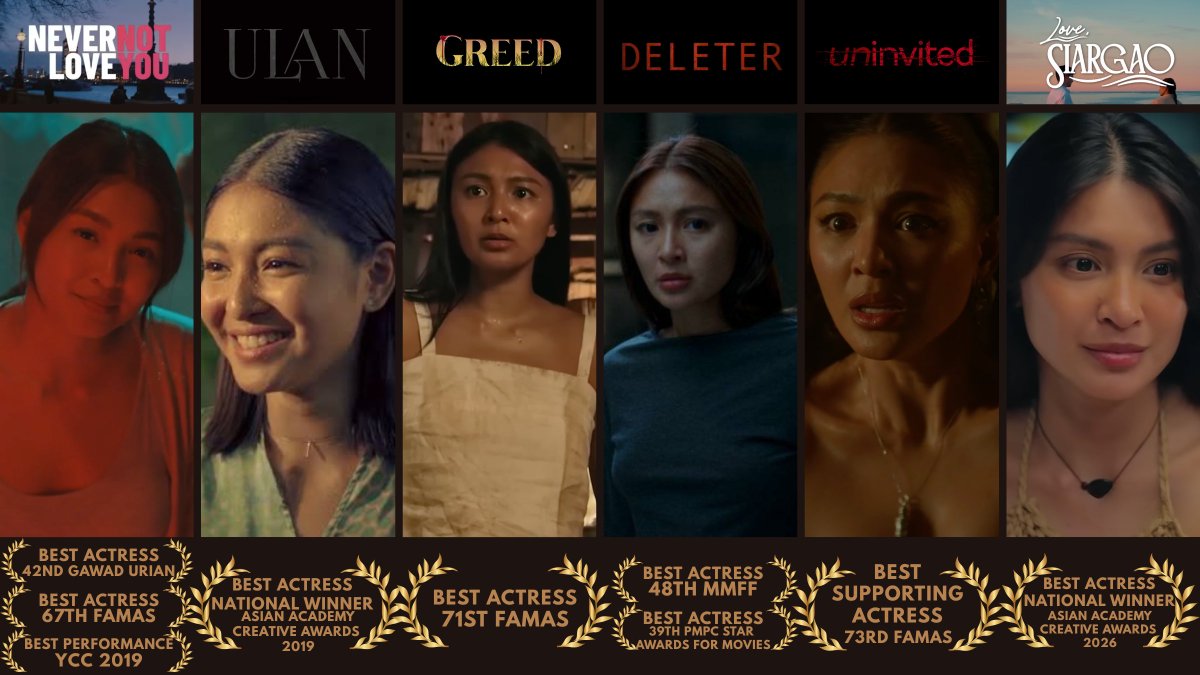nikowl's tweet photo. Nadine Lustre's awards run so generational i mean... easily the best actress of her generation. 

This doesn't even count those minor/lower-tiered award giving bodies (or those random special awards.) Girl so talented she's devoted to win at least one acting award a year. https://t.co/BE5mjGIeEw