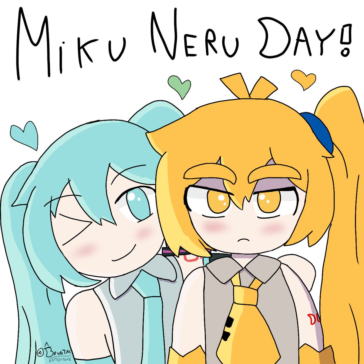 Bruntac_'s tweet photo. HAPPY MIKU NERU DAY! 

#HatsuneMiku #AkitaNeru #Mikuneru https://t.co/5mDDx7ktJI