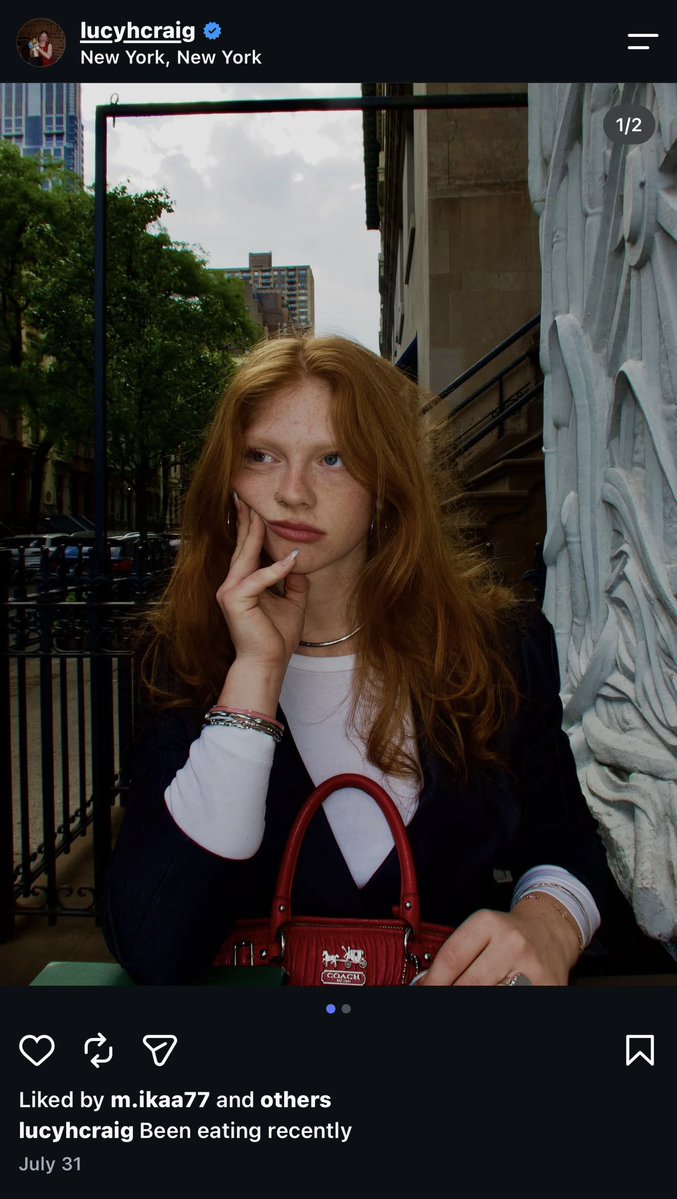 ginamilan_'s tweet photo. This is Lucy Craig, aka Jane Doe, who is allegedly the victim in the Cornell lawsuit.

One of her recent IG posts is just a photo of her from the chest down showing off her outfit, with the caption: “Fun and funky outfits keep the sorrows away!” 

From what I can see, she seems to be enjoying life and posting pictures like everything is completely normal.

This whole thing is just… bizarre. 🥴