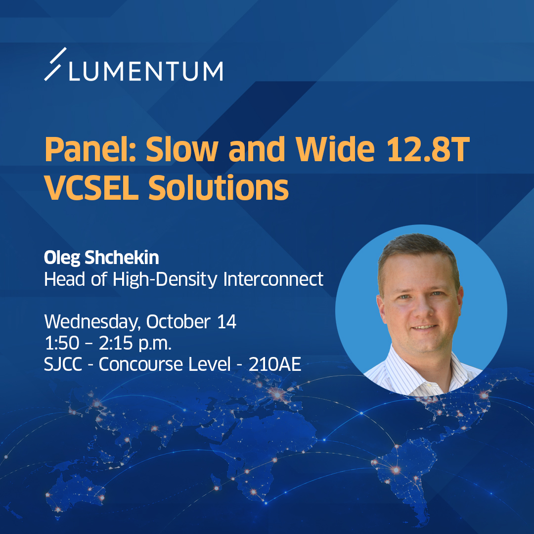 Lumentum's tweet photo. At the 2026 OCP Global Summit, @Lumentum experts will explore how external laser sources, VCSELs, and optical circuit switching are addressing new connectivity needs in AI infrastructure.

📅 Oct. 12–15 | San Jose McEnery Convention Center

Learn more: https://t.co/lnq18h8Yzc https://t.co/Z4kVCfRQ4e