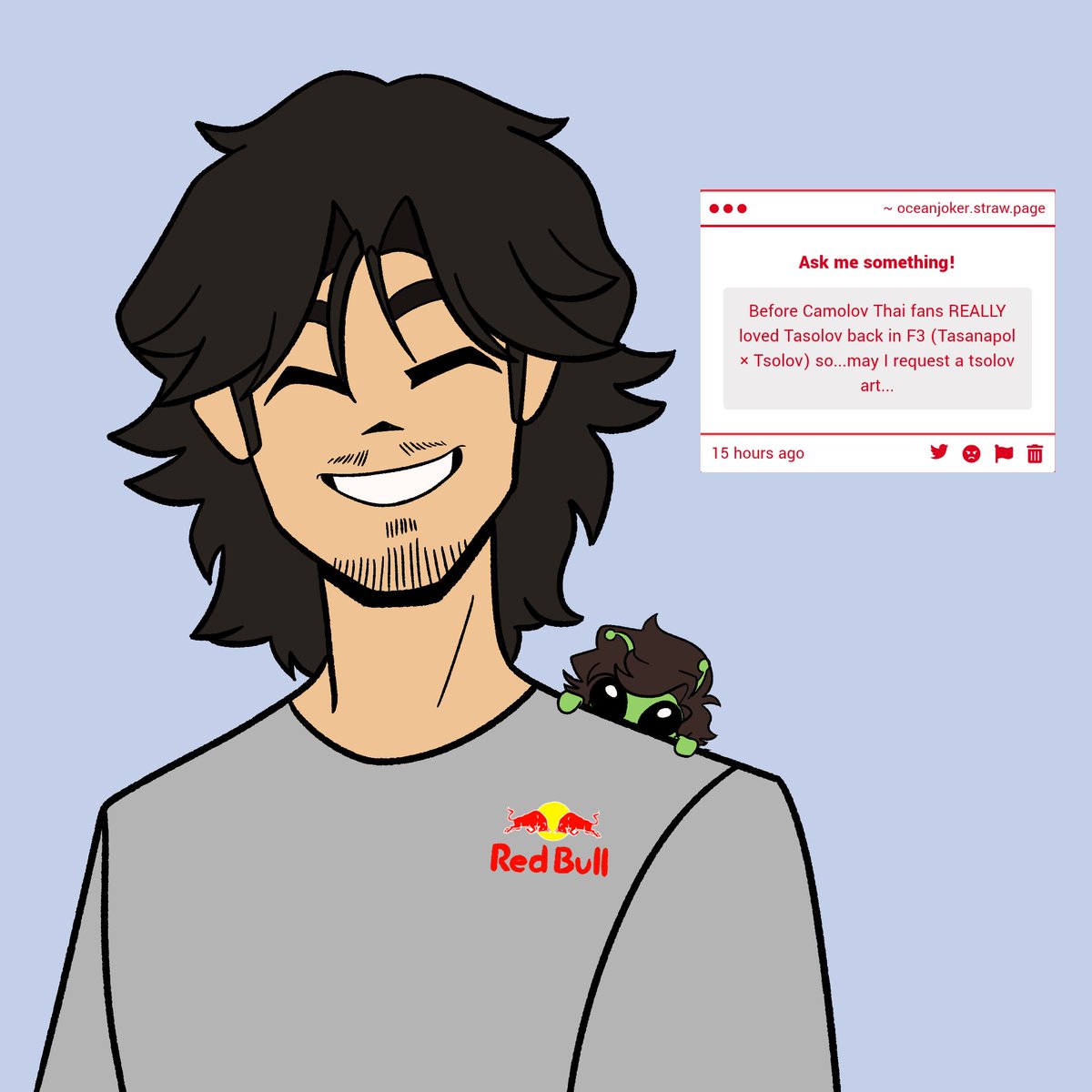 OceanJ0ker's tweet photo. Well I'm still figuring out how to draw Tsolov since that last one was my first-time drawing him.

BUT YOU MAY REQUESTAS MUCH TSOLOV ART YOU WANT 🫡 the more I try the better
*alien Rafa was added coz my friend has asked me to do so. https://t.co/o7c4s2RW9K