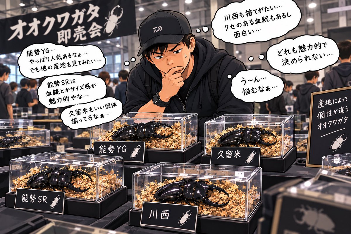 ookuwafes's tweet photo. 🪲 はじめてのオオクワガタ、大歓迎。

「どの血統を選べばいい？」
「どんな個体がいいの？」
「そもそも、どうやって飼うの？」

そんな疑問も、会場で直接聞けます。

見て、聞いて、悩んで、選ぶ。
オオクワガタとの出会いを、もっと身近に。

#オオクワフェス　#オオクワガタ　#即売会 https://t.co/lWp6aXqOsh