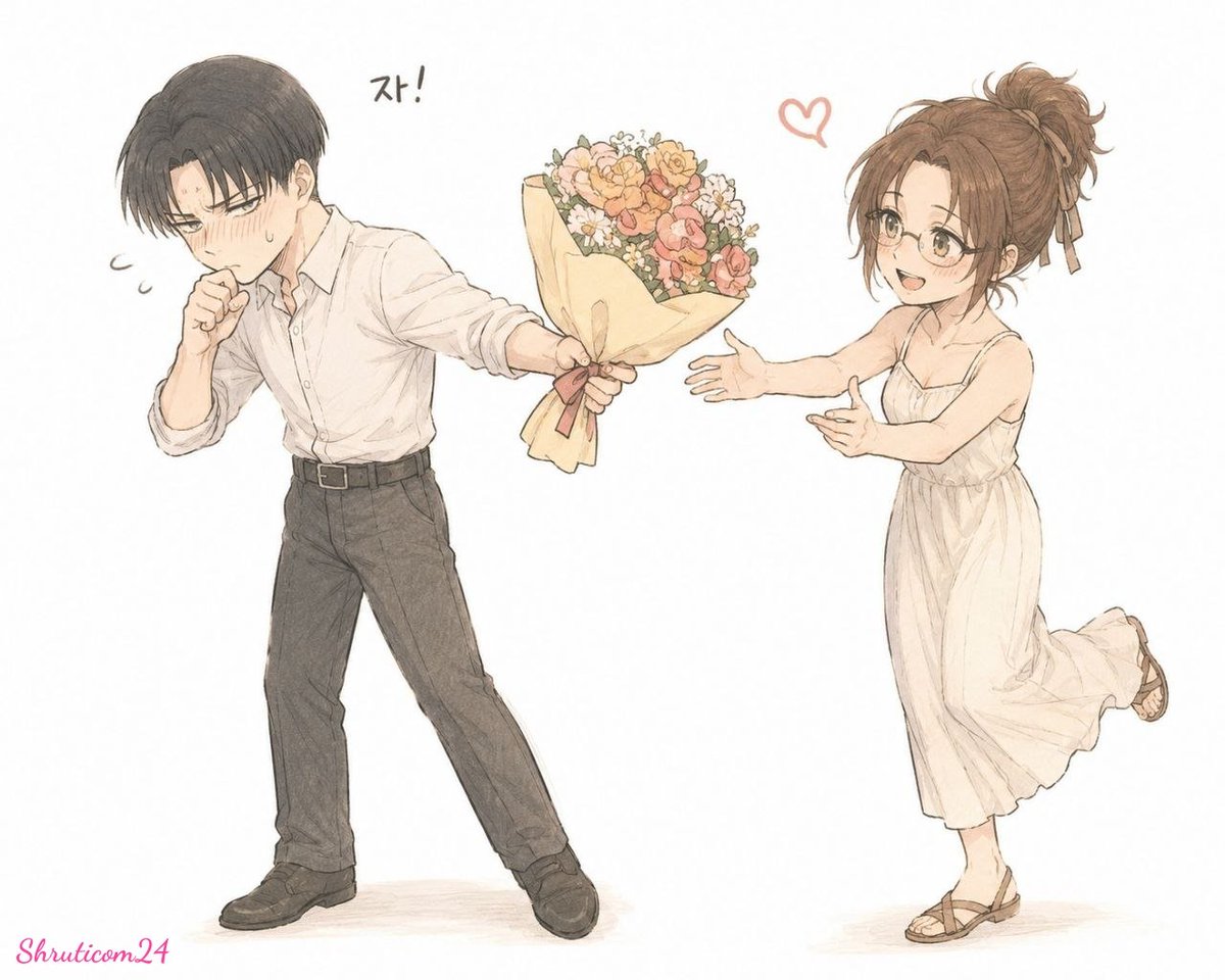 Shruticom24's tweet photo. Levi bringing Hange flowers like she’s the only one in his world.

#Levihan #リヴァハン
#Attackontitan https://t.co/imV107sHLB
