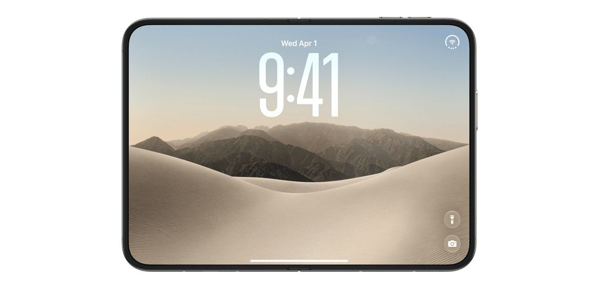 gigazine's tweet photo. 「iPhone Duo」のディスプレイに経年劣化で生じる「折り目」は3200円で交換可能 https://t.co/dnvLSu6IJk