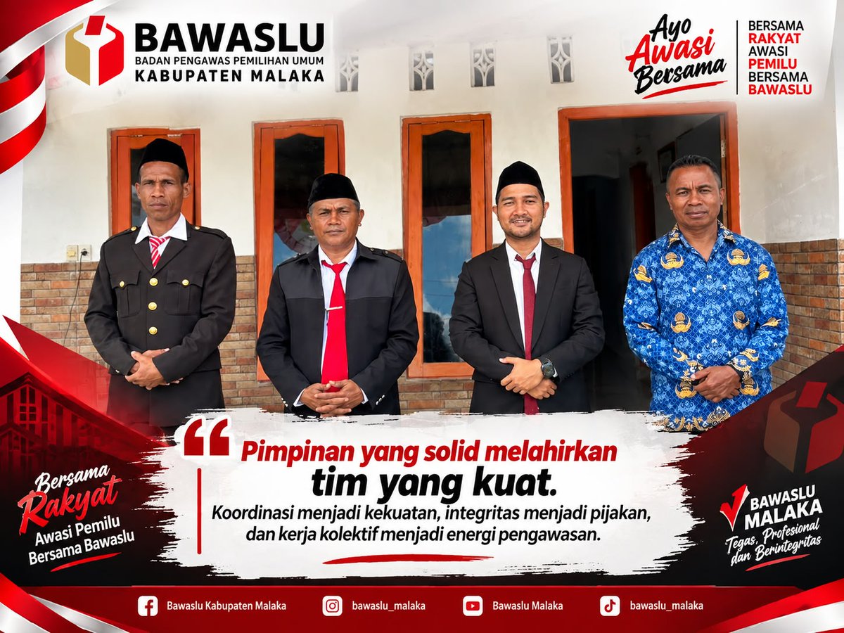 BawasluMalaka's tweet photo. Pimpinan yang solid, tim yang kuat.
Koordinasi menjadi kekuatan, integritas menjadi pijakan, dan kerja kolektif menjadi energi dalam mewujudkan pengawasan yang profesional dan berintegritas. 💪🧡

#BawasluMalaka #BawasluMengawasi #Integritas #Soliditas #Pengawasan https://t.co/8fOjcrBeW4