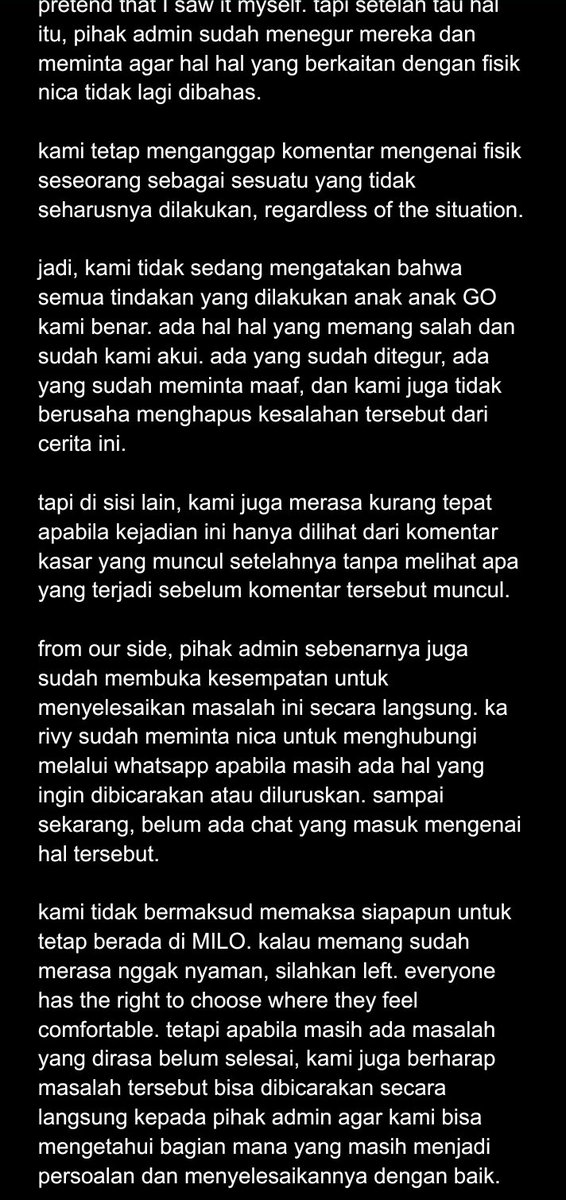 _aftersummerr's tweet photo. halo, ak rhea. salah satu admin MILO's, ak mau meluruskan beberapa hal di sini, tapi karna gabisa ketik panjang langsung, jadi ak jelasin semuanya di gambar yaa.. https://t.co/lb73hFDLGb