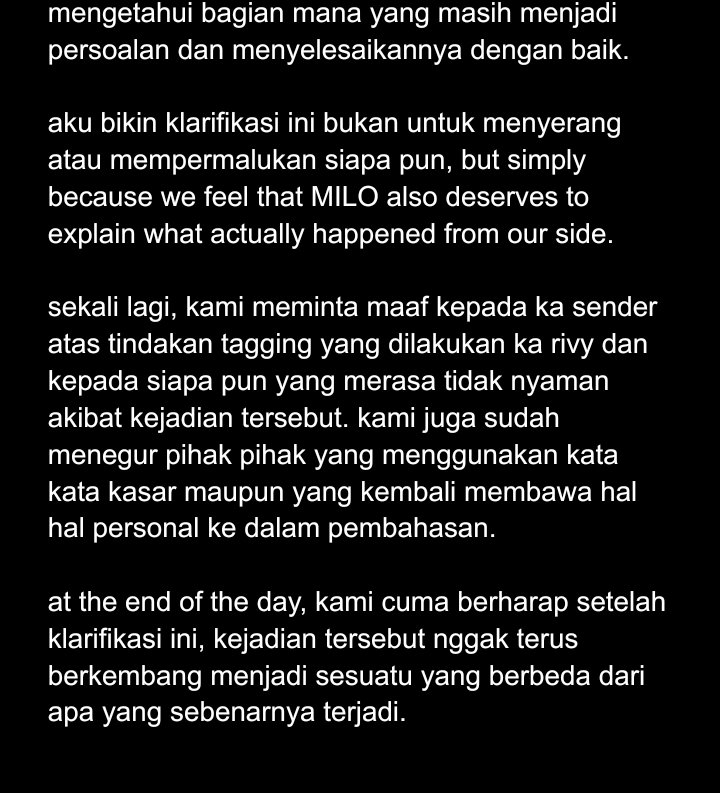 _aftersummerr's tweet photo. halo, ak rhea. salah satu admin MILO's, ak mau meluruskan beberapa hal di sini, tapi karna gabisa ketik panjang langsung, jadi ak jelasin semuanya di gambar yaa.. https://t.co/lb73hFDLGb