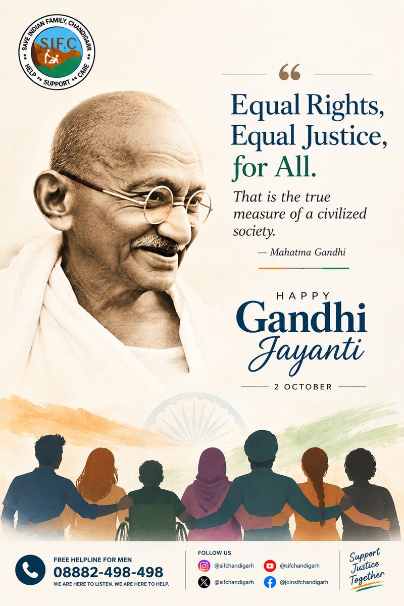sifchandigarh's tweet photo. On #GandhiJayanti, We are reminded of Gandhi ji’s enduring legacy of peace, truth, equality &amp; compassion. 
His words inspire us to treat every individual with dignity, embrace unity in diversity, and work for a world filled with understanding &amp; harmony. https://t.co/RVMwwu331b
