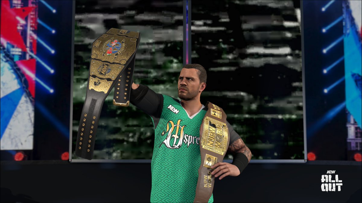 Gambadeboi's tweet photo. Double champion Will Ospreay.
CAW, arena &amp; AEW belt by @Valoween
Can't remember who made the NJPW TV belt 🤷🏻‍♂️
#WWE2K26 universe mode on PS5 https://t.co/HXVlxnj8v5