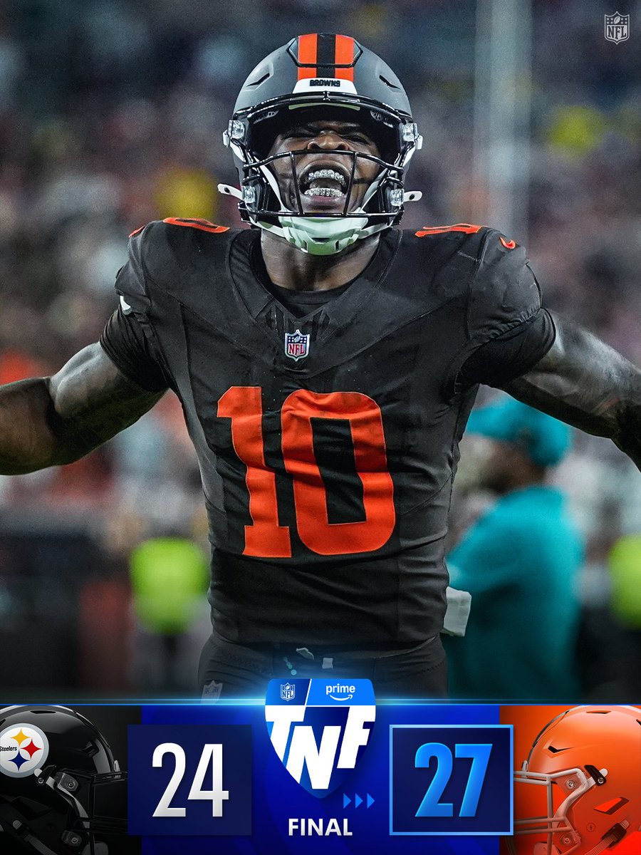 FINAL: The @​Browns improve to 3-1 with the win on TNF! 
 [📷](https://pbs.twimg.com/media/HTmKgSsXMAA3Mhs.jpg) https://pbs.twimg.com/media/HTmKgSsXMAA3Mhs.jpg 