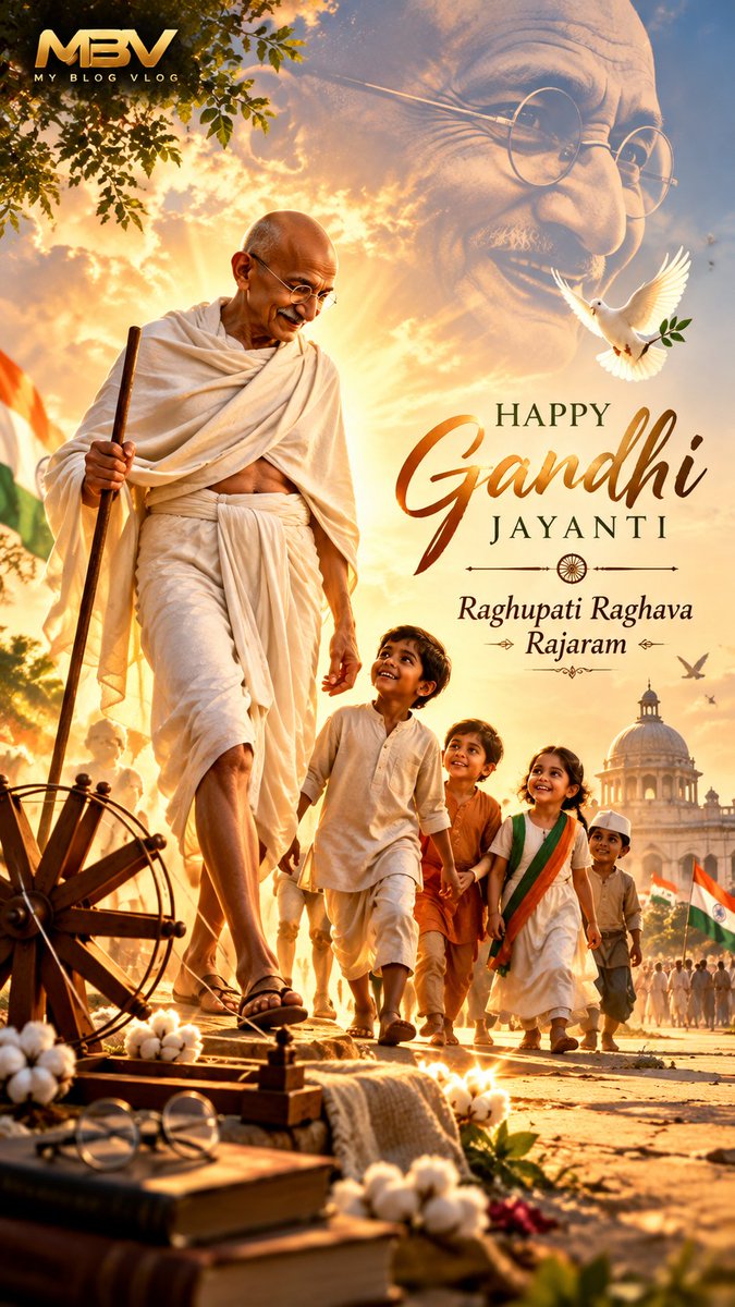 MyBlogVlog1's tweet photo. On Gandhi Jayanti, remembering Mahatma Gandhi and the timeless spirit of “Raghupati Raghava Rajaram.” 🕊️
A tribute to truth, peace, simplicity and the enduring message
#गांधी_जयंती #गांधीजयंती #GandhiJayanti #MahatmaGandhi https://t.co/ZJmGLAdCRJ