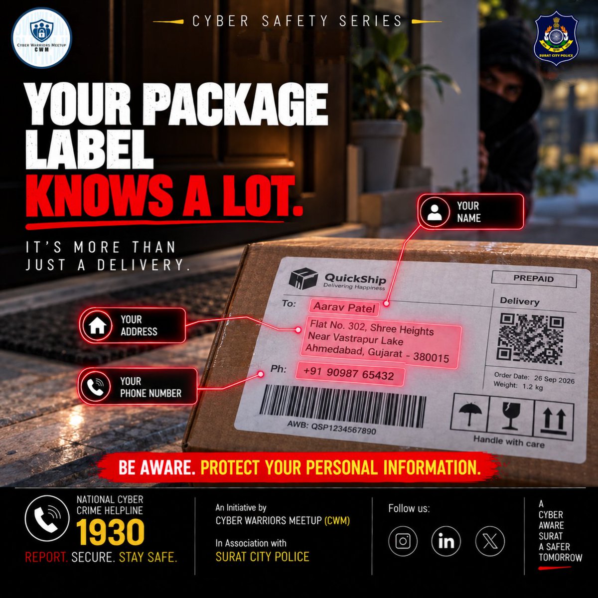 CWMCommunity's tweet photo. We often think of a delivery label as just a part of the shipping process—but it can contain valuable personal information such as your name, address, and phone number. https://t.co/Qt01GkZXUl