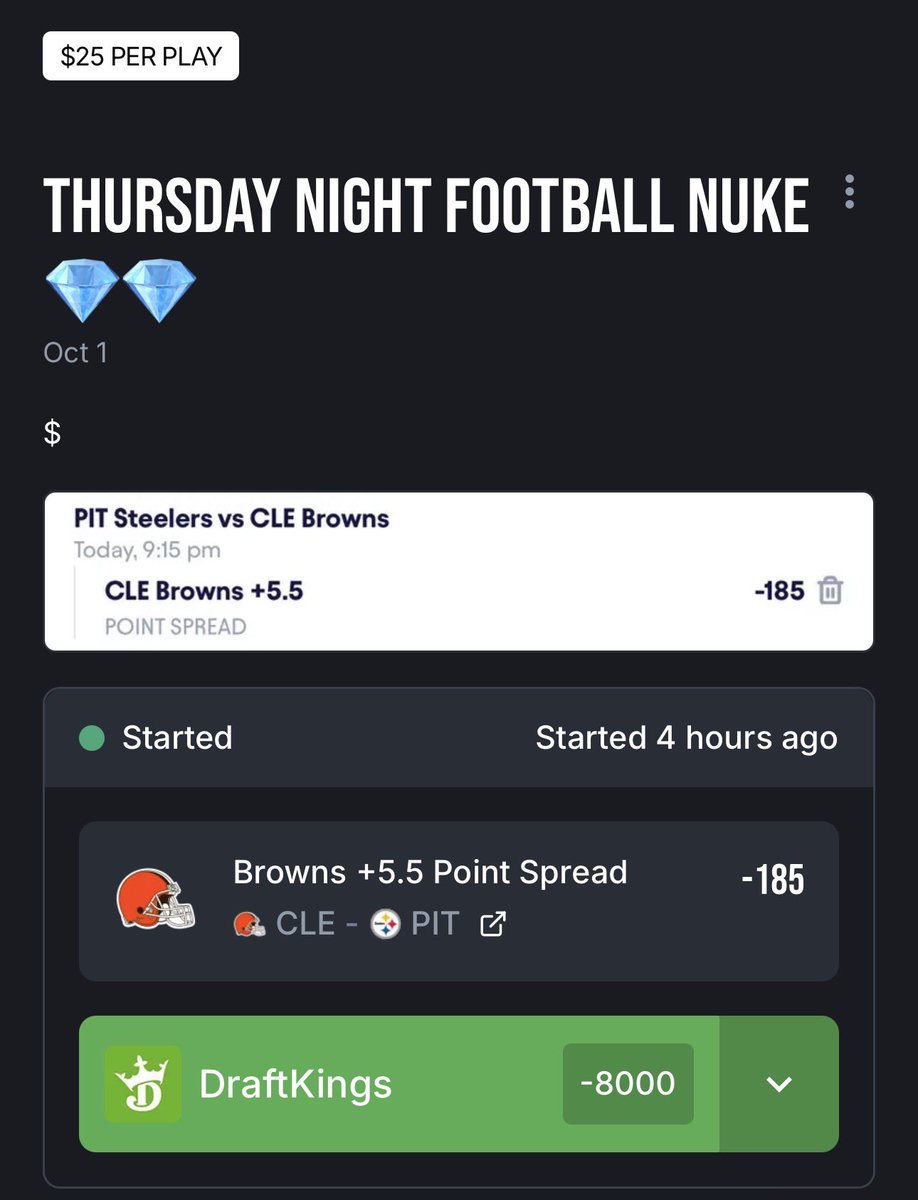 SSpicksVIP's tweet photo. WAY TOO EASY. WE HAVE BEEN OVER 80% ALL MONTH LFGGG! THURSDAY NIGHT FOOTBALL EASY CASH. #tnf #browns #steelers #nfl #thursdaynightfootball https://t.co/ms4v9PTvBc