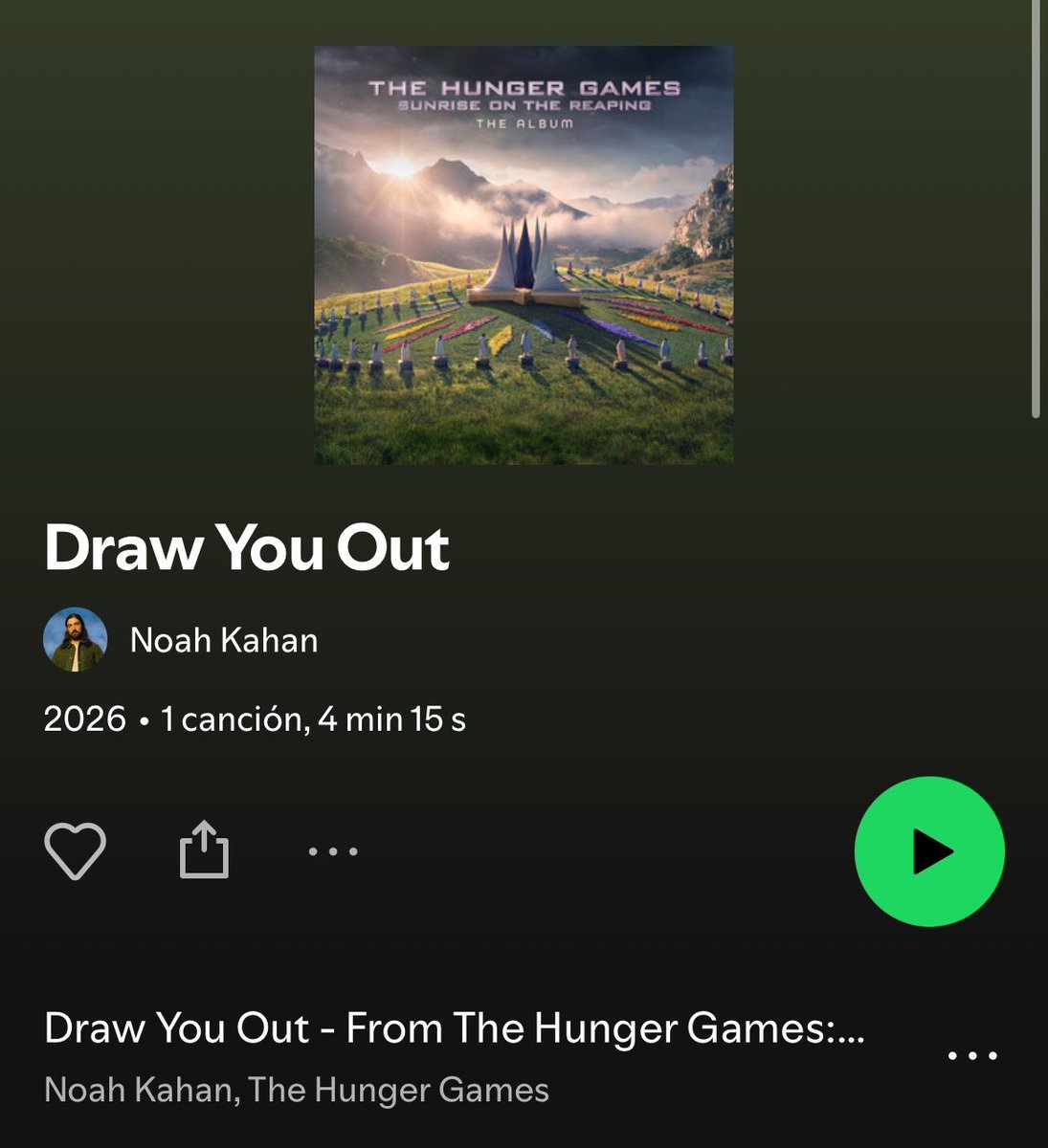 noahkahanarg's tweet photo. Ya se encuentra disponible ‘Draw You Out’, la nueva canción de Noah Kahan para la película de Los juegos del hambre: Amenecer en la cosecha! La pueden escuchar en todas las plataformas digitales ❤️🐞 https://t.co/JGHKbfBU40