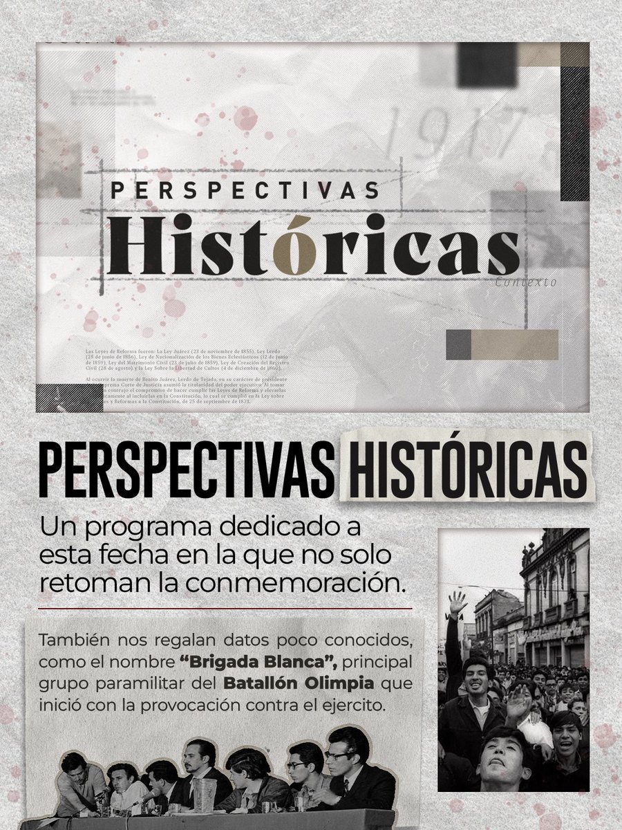 mxplus_tv's tweet photo. 58 años de la impunidad más grande de México. 📖

Este #2DeOctubre recordamos las pérdidas y recordamos la violencia que sufrió el Movimiento Estudiantil de 1968, una tragedia que pudo ser corregida si el autoritarismo no hubiera sido ejercido. 🪖🚫

📲 En #MxPlus te invitamos a investigar y conocer toda la historia y las perspectivas de esta fecha tan importante, así que dale play a la lucha y el duelo. ✊

https://t.co/cgwPkJOB7J
