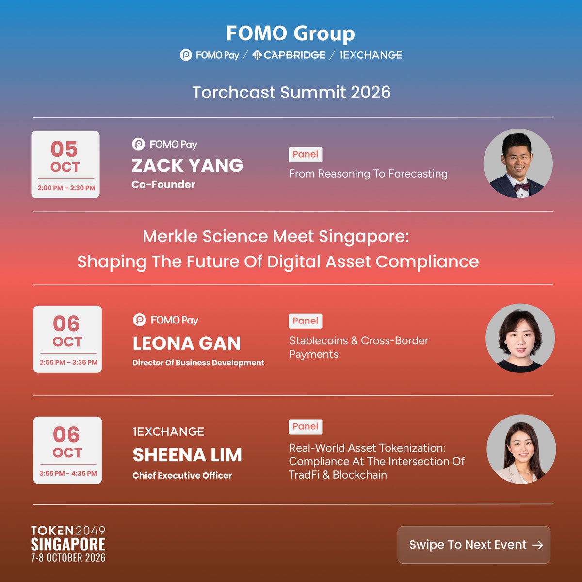 FOMOPayOfficial's tweet photo. 𝐒𝐢𝐧𝐠𝐚𝐩𝐨𝐫𝐞 𝐢𝐬 𝐠𝐞𝐭𝐭𝐢𝐧𝐠 𝐫𝐞𝐚𝐝𝐲 𝐟𝐨𝐫 𝐓𝐎𝐊𝐄𝐍𝟐𝟎𝟒𝟗 𝐧𝐞𝐱𝐭 𝐰𝐞𝐞𝐤, 𝐚𝐧𝐝 𝐬𝐨 𝐚𝐫𝐞 𝐰𝐞.

Next week at TOKEN2049 (@token2049) Singapore, come connect with the FOMO Group team (FOMO Pay (@FOMOPayOfficial), CapBridge (@CapBridgeSG) and 1exchange (@1Xexchange)). Whether we're on stage, hosting or out and about, let's connect!

🎤 𝐎𝐧 𝐒𝐭𝐚𝐠𝐞 𝐀𝐜𝐫𝐨𝐬𝐬 𝐒𝐢𝐧𝐠𝐚𝐩𝐨𝐫𝐞 𝐍𝐞𝐱𝐭 𝐖𝐞𝐞𝐤
Our team will be taking the stage across several events throughout the week. Check out our full event line-up below for specific session details.

🌴 𝐍𝐢𝐠𝐡𝐭 𝐛𝐲 𝐭𝐡𝐞 𝐏𝐨𝐨𝐥: 𝐎𝐮𝐫 𝐎𝐰𝐧 𝐒𝐢𝐝𝐞 𝐄𝐯𝐞𝐧𝐭
📅 7 Oct | 6:30–9:30 PM
We’re also hosting our own evening by the pool with Cregis (@0xCregis), Sumsub (@sumsub) and Medici Expert (@Medici_Expert), with ME (@MetaEraHK) as our media partner. Come by, connect with us, and exchange ideas with builders, institutions and fellow industry players.

If you’re at #TOKEN2049 next week, come say hi.

#TOKEN2049Singapore #FOMOGroup #FOMOPay #CapBridge #1exchange #Stablecoin #StablecoinPayments #CrossBorderPayments #DigitalAssets #Web3 #FinTech #RWA #Tokenisation