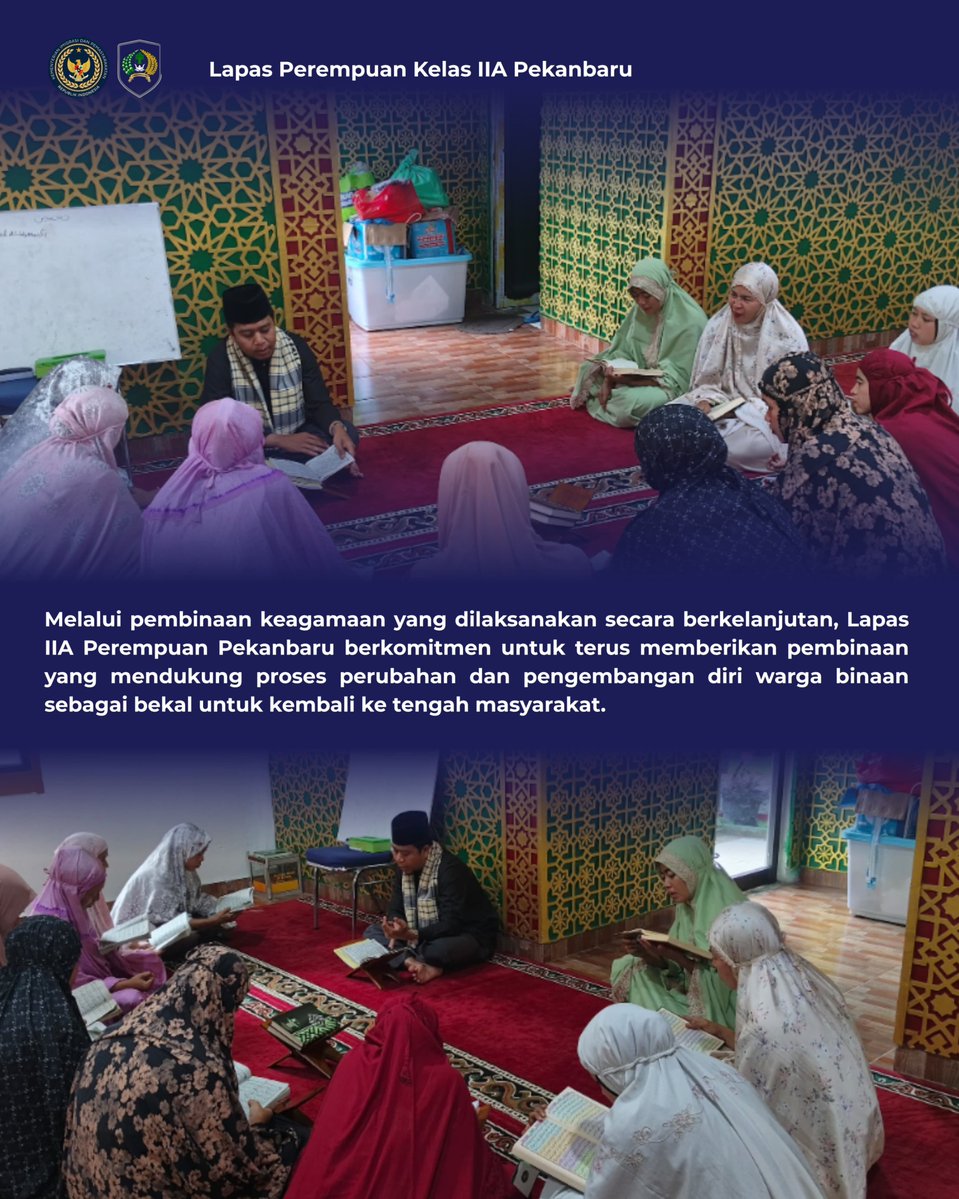 LppPku's tweet photo. Perkuat Keimanan Warga Binaan, Lapas Perempuan Pekanbaru Gelar Belajar Mengaji Bersama✨ https://t.co/r5jPZvD4o2