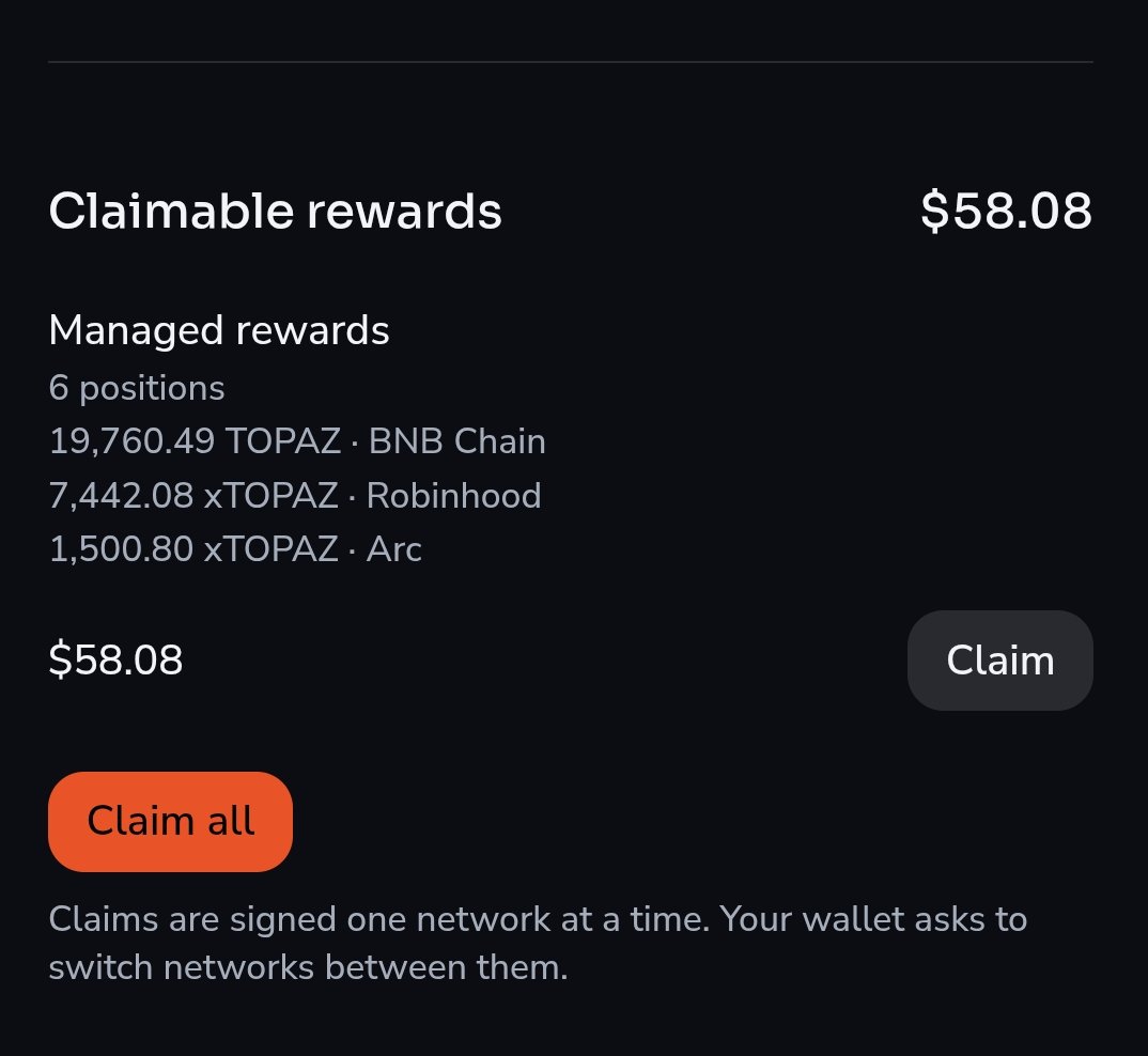 ct_in_crypt0's tweet photo. Multi-chain yield engine running smoothly on BNB Chain, Robinhood, and Arc. Real yield from @TopazDex https://t.co/qIU6Z1lYvf