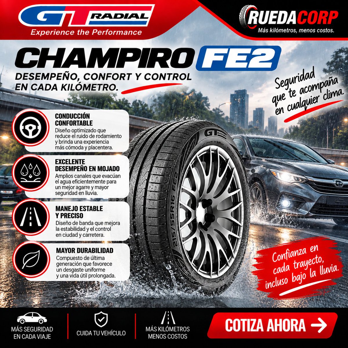 Ruedabymelitos's tweet photo. 🌧️🛞 GT Radial Champiro FE2
Confort, estabilidad y desempeño en mojado. Sus canales ayudan a evacuar el agua para darte mayor confianza cuando llega la lluvia.
👉 https://t.co/TZFLJhwBRd
Más kilómetros, menos costos. https://t.co/nabCIING1F