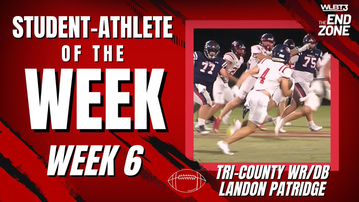 NateLeeReports's tweet photo. Tri-County Academy's @Landon_patridge is your Week 6 'The End Zone' Student-Athlete of the Week!

He's the first Rebel to take home the award in 2026.

Congrats to Landon &amp; @tcafootball on the Week 6 honors! https://t.co/LRND0RmKJg
