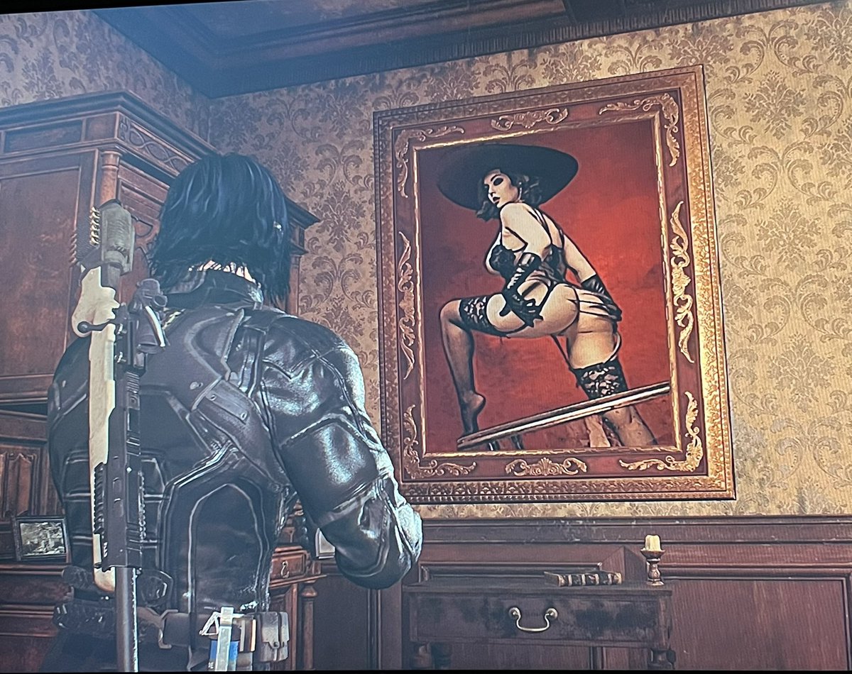 DangerCade223's tweet photo. Yes. The Lady D painting mod was extremely important for my playthrough.
#RE4R https://t.co/eohV03dpB5