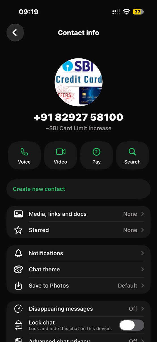 chandra202002's tweet photo. @SBICard_Connect Receiving  spam calls and messages for @SBICard_Connect limit increase don’t know how these people are getting information . He saying everything personal details &amp;  my current credit limit and sending apk files in @WhatsApp 
@credofly https://t.co/38IRLApKIM