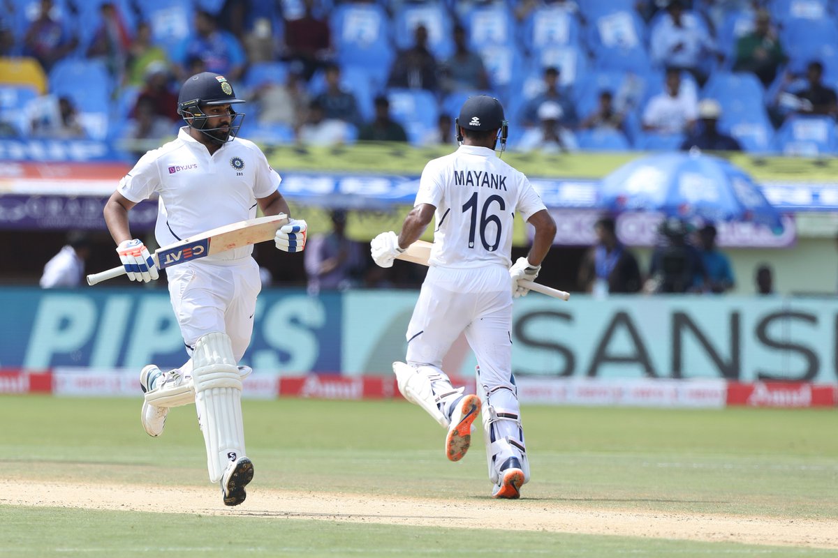 cricbuzz's tweet photo. Cricbuzz Rewind ⏪

The beginning of Rohit Sharma, the Test opener - and he started with a hundred on this day against South Africa in Vizag 🔥

India ended Day 1 on 202/0 before Rohit and Mayank Agarwal, who scored 215, stretched their partnership to 317 the next day 😲 https://t.co/3Aeb9wQONZ
