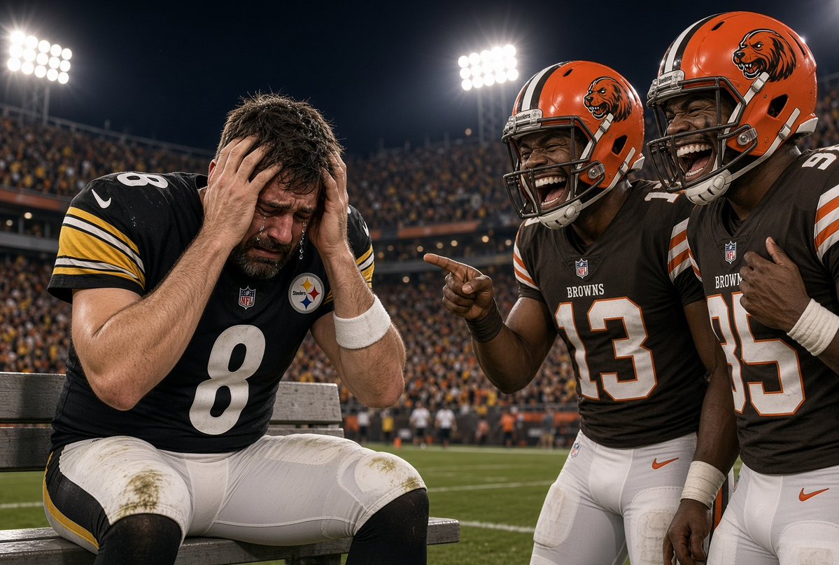 HolyShotTV's tweet photo. Aaron Rodgers after losing to the Browns.

Crying on the bench. Browns standing over him. 

McCarthy already called him an asshole.

The darkness retreat didn’t cover Thursday night. https://t.co/VSzFaLAVru