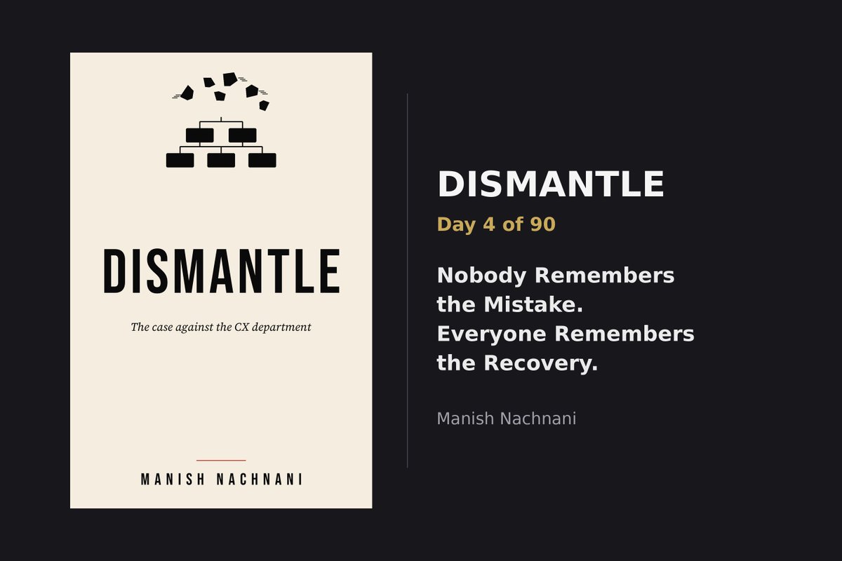 ManishNCX's tweet photo. Sam paid ₹5.2 lakh after his claim was reclassified. Path 2: callback in 2 hours, fix in 24 hours — and he told the whole office. A problem fixed well buys more trust than no problem. Day 4 of 90 from Dismantle. #ServiceRecovery #CXLeadership. Views personal; stories fictional. https://t.co/LrxXkEuyCE