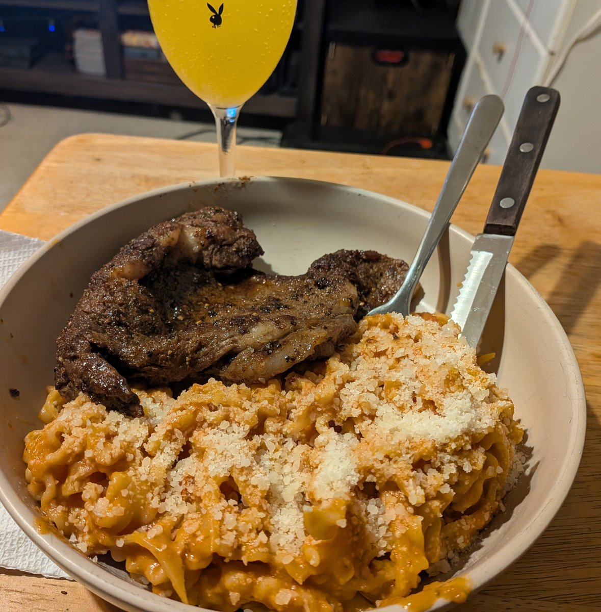 beefstrips's tweet photo. shteak and pasta to start october (: 
watching The Excorcist for the first time https://t.co/wxZydfK5JL
