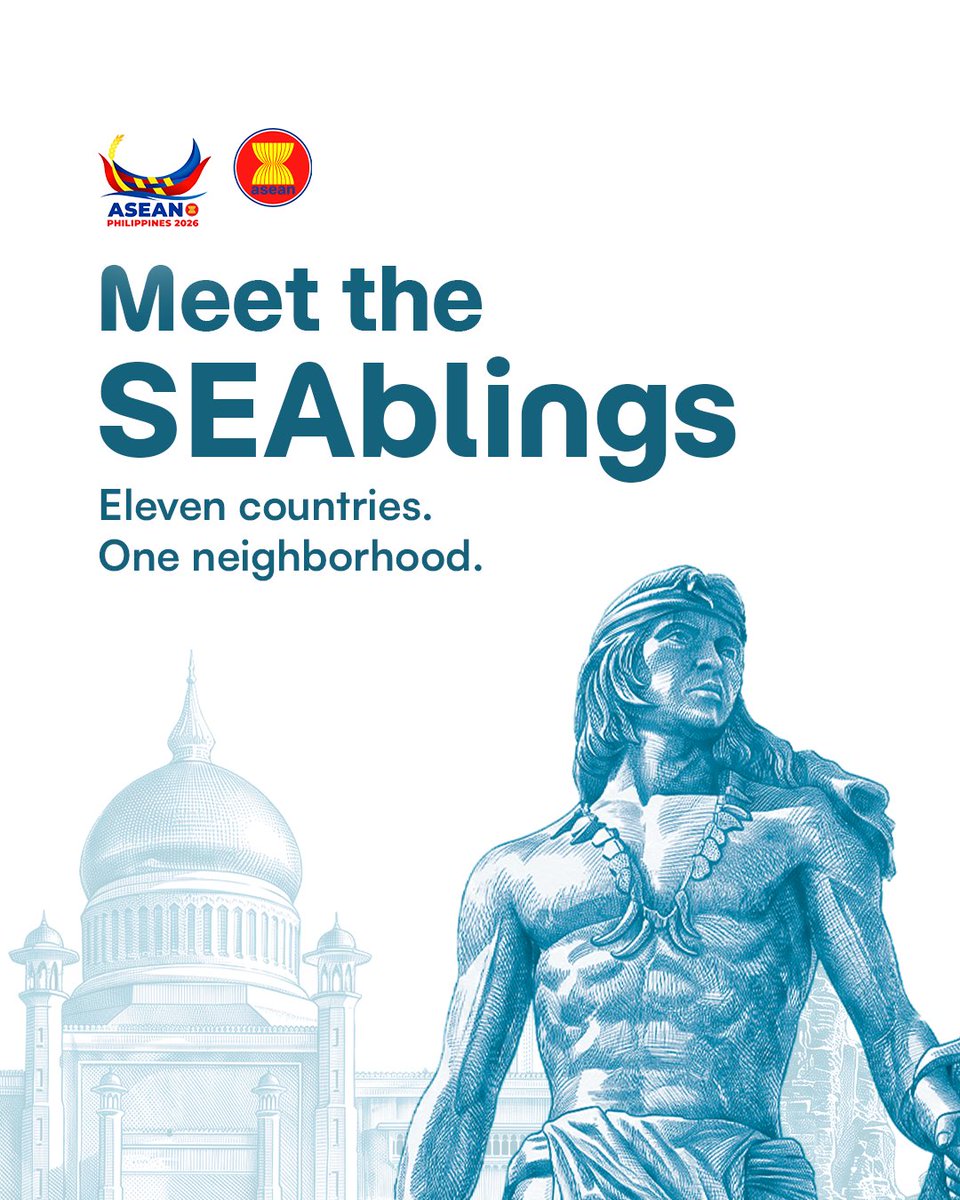 TourismPHL's tweet photo. Sibling Anthem Check! 🇹🇭🇮🇩🇲🇾🇸🇬🇧🇳🇲🇲🇱🇦🇹🇱🇻🇳🇰🇭🇵🇭

Get to know our SEAblings across Southeast Asia as we prepare to host the ASEAN Summit this November in the Philippines. From vibrant cultures to rich history, discover what makes each of our neighboring countries unique.

📍 Philippine International Convention Center
📅 November 2026

#ASEANPhilippines2026
#NavigatingOurFutureTogether