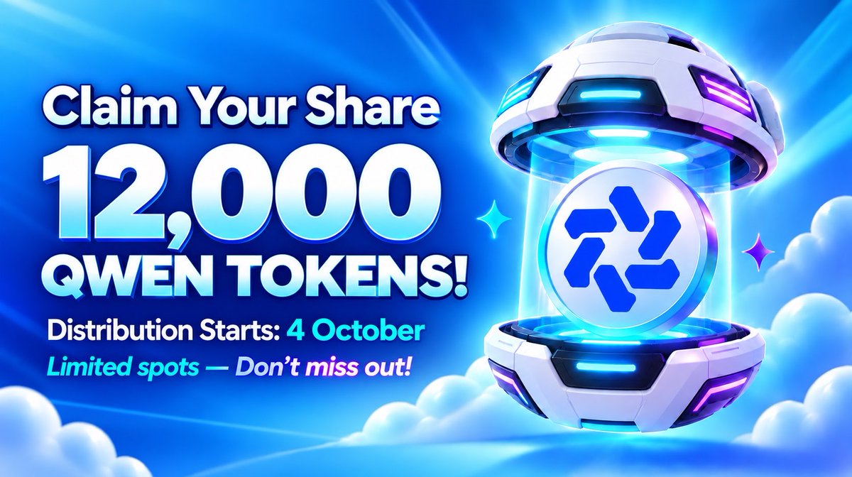 QwenNetwork's tweet photo. 🚨 QWEN 空投正式开启！ 🚨

🎁 仅限前 1,000 名参与者！
每个符合条件的钱包可获得 12,000 $QWEN 🪂

参与方式：
✅ 关注 @QwenNetwork
🔁 点赞并转发（RT）本帖
💬 评论你的 Solana 钱包地址

⏳ 仅前 1,000 个符合条件的钱包有资格！

⚠️ 资格说明： 参与活动并不保证一定获得空投。奖励需通过资格审核，并须完成指定任务，同时受活动规则及奖励数量限制。仅提交有效 Solana 钱包地址的参与者才会被纳入审核。

#QWEN #QwenNetwork #Solana #空投 #Crypto