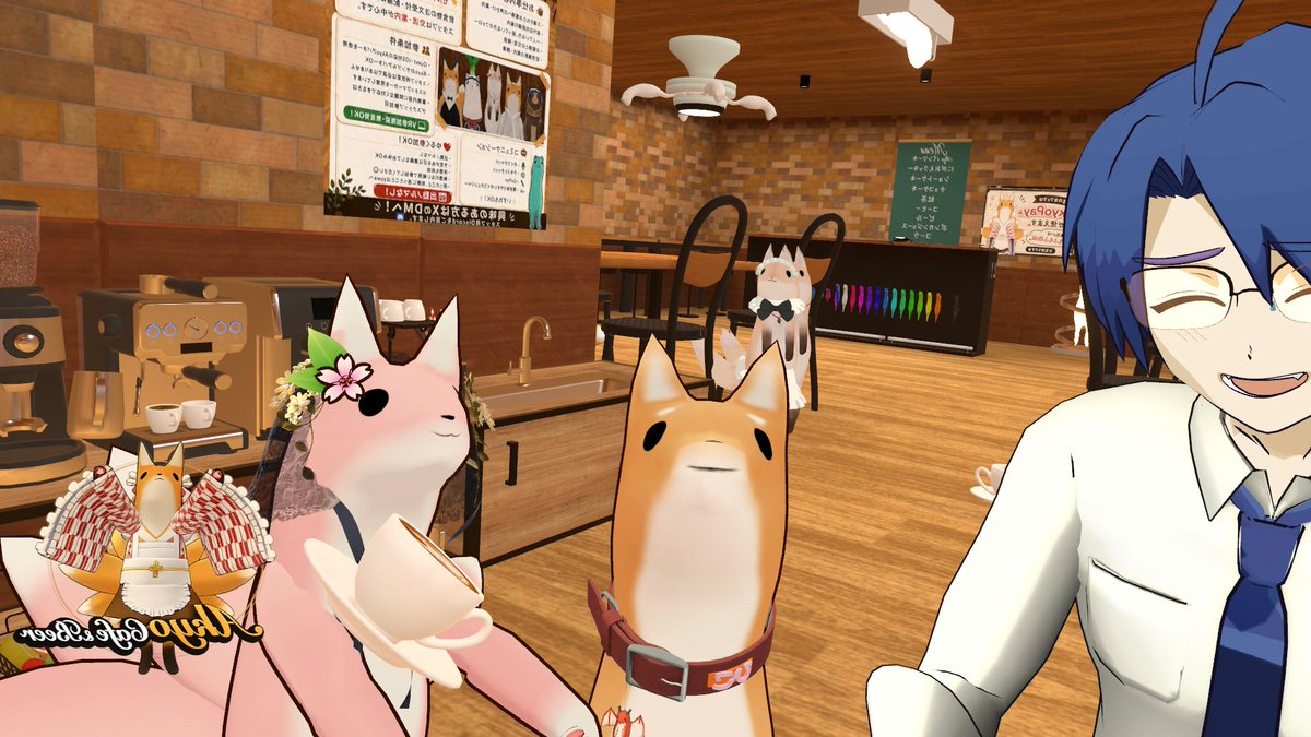 VRBarYADOKARI's tweet photo. 犬Akyoだ！
どんな動物でも合いそう！
＃VRBarやどかり
#Akyoカフェ
#AkyoCafeAndBeer https://t.co/0MUdZADQkn