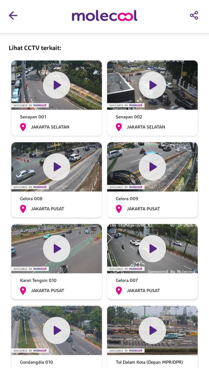 molecool_id's tweet photo. Excited Mau Nyambut Weekend? Cek Rute Dulu!

Cek kondisi jalanan lewat Molecool Live CCTV biar perjalananmu tetap lancar. Hati-hati di jalan ya!
#InfoLalin #Molecool #TemanDiJalan  
https://t.co/N6GcJOuiY8 https://t.co/WX0wcTHOIO