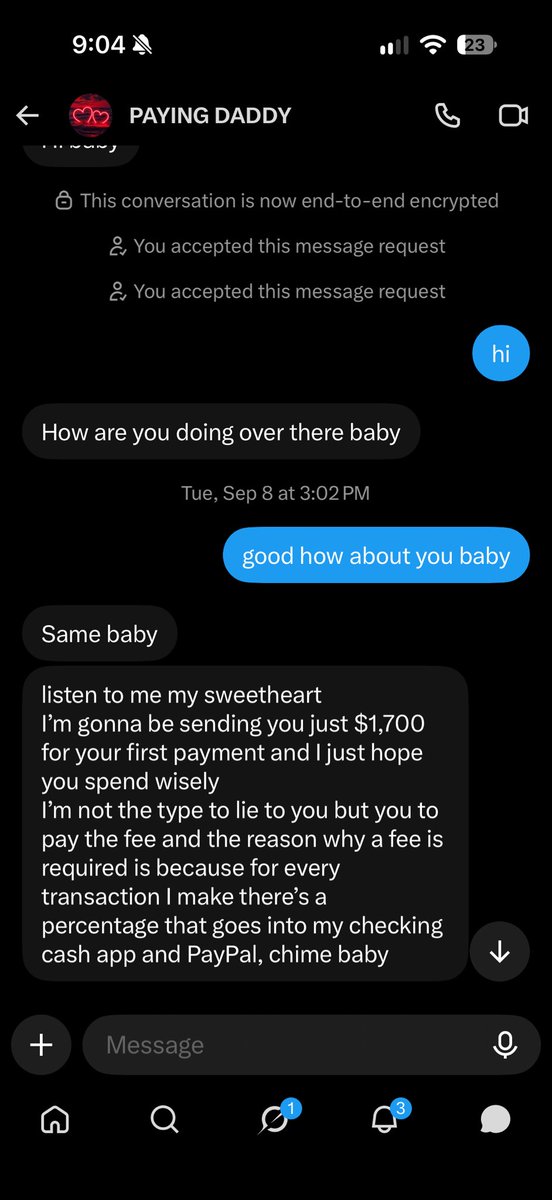jayleibaby69x's tweet photo. @payingpigdaddy0 scammer alert, expects a fake fee https://t.co/6zBwBWJcx5