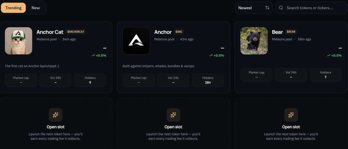 anchormeteora's tweet photo. Ready to launch your next token?

Anchor handles the launch, protections and Meteora pool.

You bring the idea.

https://t.co/ZtfvGTYQbu ⚓ https://t.co/IT4mQPDDLj