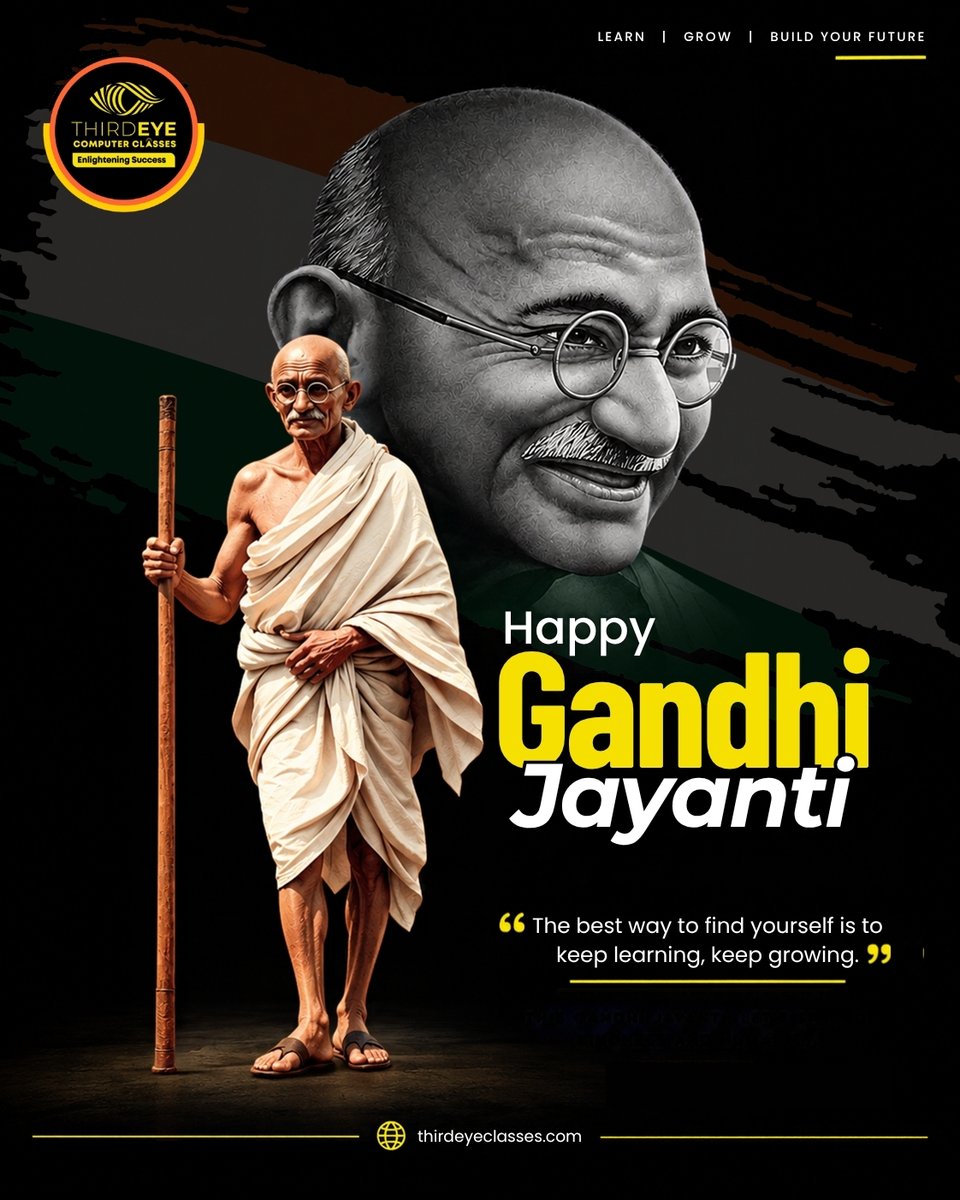 ThirdeyeClasses's tweet photo. Keep learning. Keep growing. Keep moving forward.

This Gandhi Jayanti, let’s remember that meaningful growth starts with continuous learning and self-improvement.

Happy Gandhi Jayanti! 🇮🇳

#GandhiJayanti #MahatmaGandhi #KeepLearning #KeepGrowing #SkillDevelopment https://t.co/2R3YU8dOmu