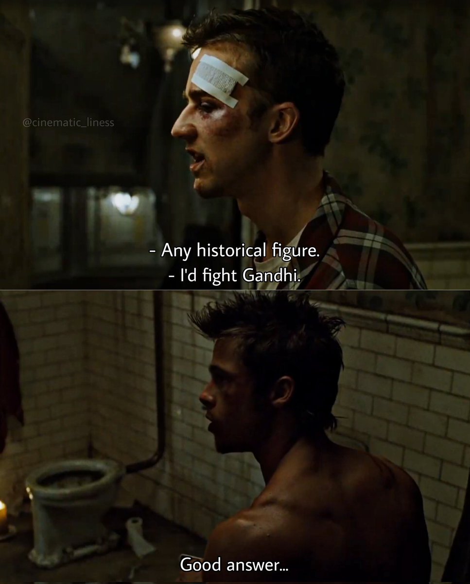 cinematic_lines's tweet photo. “- I’d fight Gandhi.” https://t.co/Zzr56B4jcZ