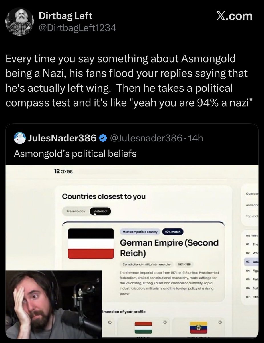 kangminlee's tweet photo. The average leftist who calls you a Nazi every day thinks that the Second Reich was Nazi Germany

Our enemies are actually retarded and know nothing about anything at all https://t.co/h2eKzo1J67