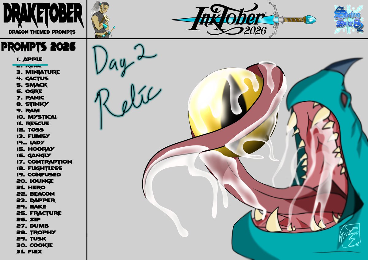 SterlingSilvr82's tweet photo. #inktober2026 Day 2 Relic

"...and from his soul, a gem of golden brilliance emerged, humming with the power of a god and the will of dragons" https://t.co/K5QTsFlFpj