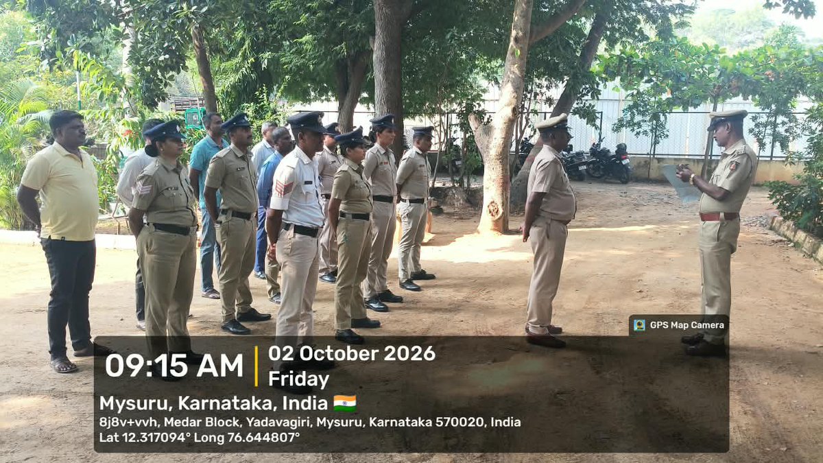 MysorePs's tweet photo. ಈ ದಿನ ದಿ:02.10.2026 ರಂದು  ಅಧಿಕಾರಿ ಮತ್ತು  ಸಿಬ್ಬಂದಿಯವರಿಗೆ ರೋಲ್ ಕಾಲ್ ತೆಗೆದುಕೊಂಡು  ಈ ದಿನದ ಕರ್ತವ್ಯಕ್ಕೆ ನಿಯೋಜಿಸಿರುತ್ತದೆ.@KarnatakaCops 
@SWRRLY 
@CPMysuru 
@KARailwayPolice
@cpimysorerly
@DspRly https://t.co/5Dooz0qxt1