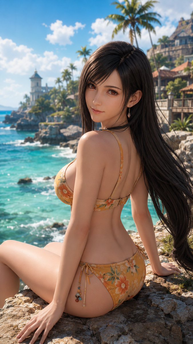jackvigne19's tweet photo. Un petit coin de paradis, du soleil et cette vue incroyable… 🌺🌊☀️ Tifa pourrait clairement rester ici toute la journée. 🧡

#TifaLockhart #FinalFantasyVII #Tifa #SummerVibes https://t.co/1ZJtFJTqAN