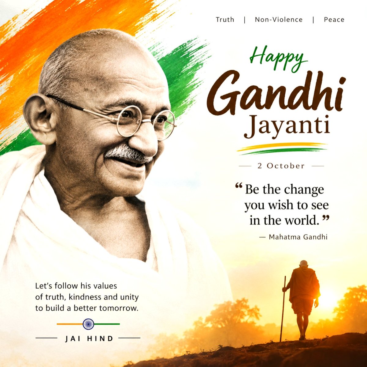 Fintowl's tweet photo. सादा जीवन, उच्च विचार — यही थी बापू की पहचान।
गांधी जयंती की शुभकामनाएं 🕊️
#GandhiJayanti #2October https://t.co/8GqlhLxPfh