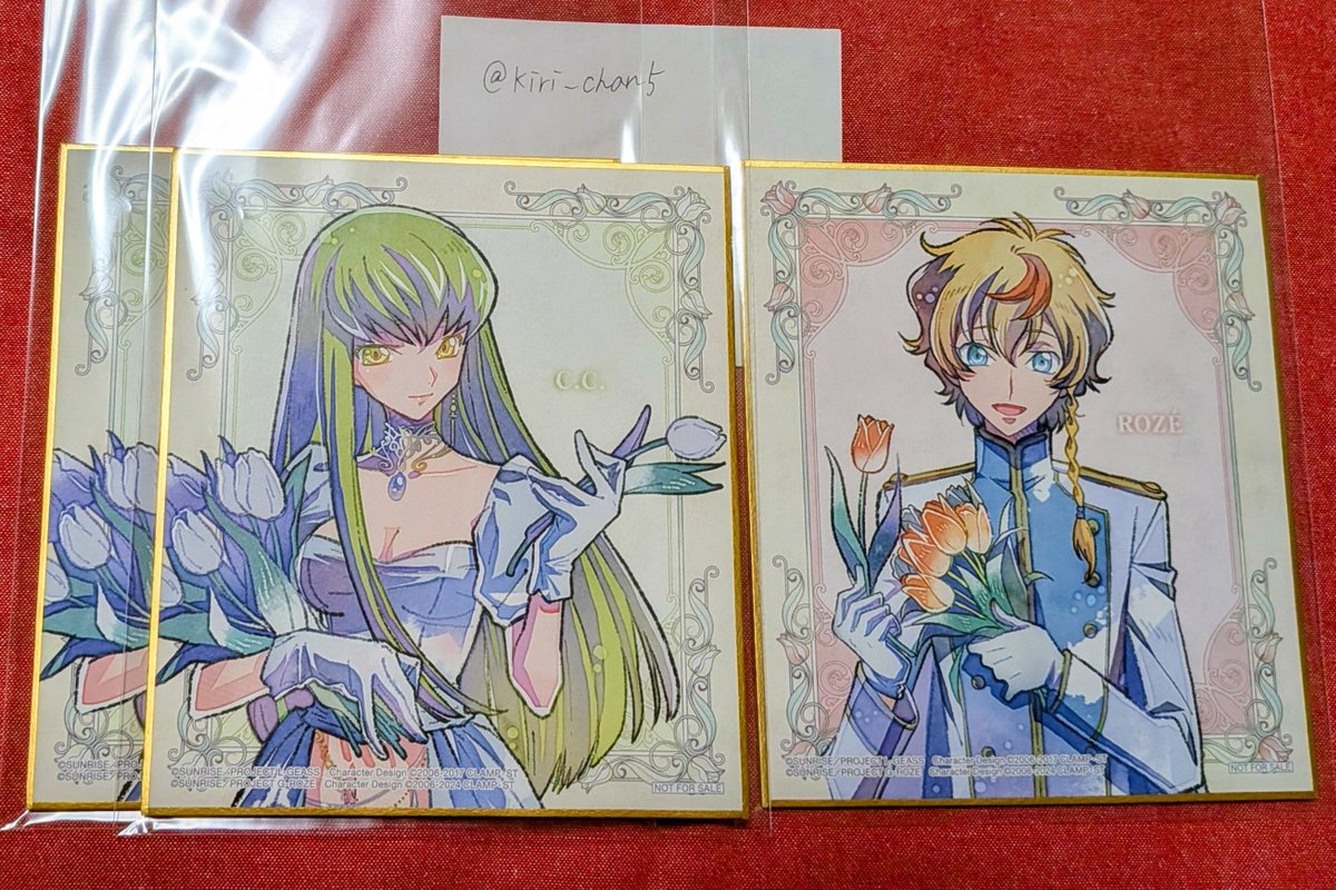 kiri_chan5's tweet photo. 【交換】コードギアス 20周年展示会 ギアス展 入場特典 ミニ色紙

譲）C.C. ロゼ
求）ルルーシュ スザク ルルーシュ＆スザク > アッシュ ロゼ＆アッシュ

赤 > 青 優先で探しております
郵送にて交換希望です https://t.co/7sUOpg2rSb