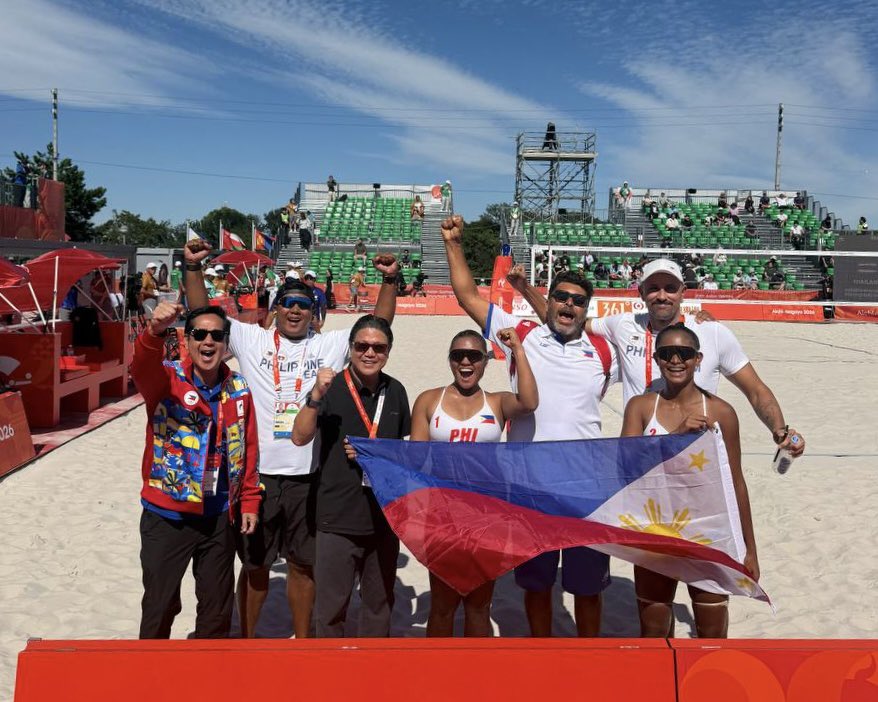 OneSportsPHL's tweet photo. A FIRST FOR ALAS 🥉🏐🇵🇭

Khy Progella and Sofiah Pagara come through in a thrilling three-set battle against China’s Shuting Cao and Jie Dong, 21-13, 21-23, 15-13, to claim the first Asian Games medal in Philippine beach volleyball history at the 2026 Asian Games. | 📸 POC Media Pool

Cignal is the official broadcaster of the 20th Asian Games Aichi-Nagoya 2026.

📺 Catch all the Asian Games action on Cignal Play, the One Sports YouTube channel, and other Cignal platforms from September 10 to October 4. 🇵🇭🔥

#AichiNagoya2026 #20thAsianGames #LakasNgPilipino #AlasPilipinas