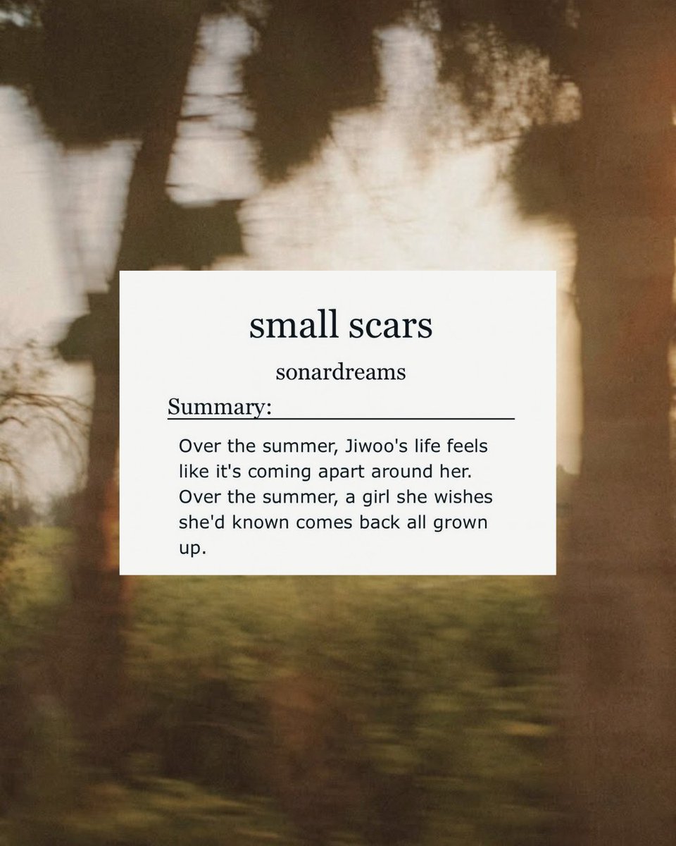 sonar_dreams's tweet photo. small scars: nmixx haewon/jiwoo | rated m | 6k words

https://t.co/CthRRl0pj4 https://t.co/9vn1f6kQoc
