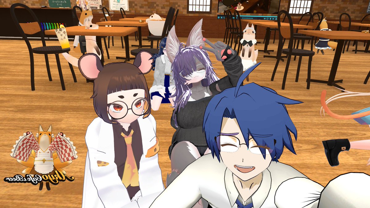 VRBarYADOKARI's tweet photo. 写真を撮ってると集まってくるぞ🤣
＃VRBarやどかり
#Akyoカフェ
#AkyoCafeAndBeer https://t.co/922oUX7VTI