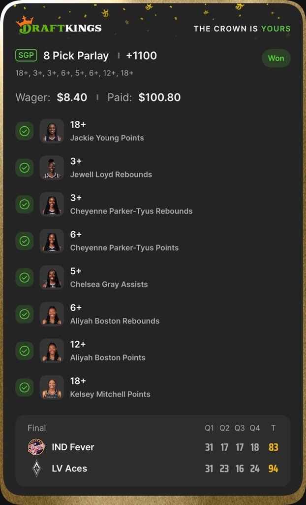 triciatips_'s tweet photo. Didn't want to risk the rent money, so I just risked a coffee. 16-leg and an 8-leg. $10.40 in, $436.80 out. Easy money. ☕️💰

@Playbook https://t.co/7X2iC3oVIH